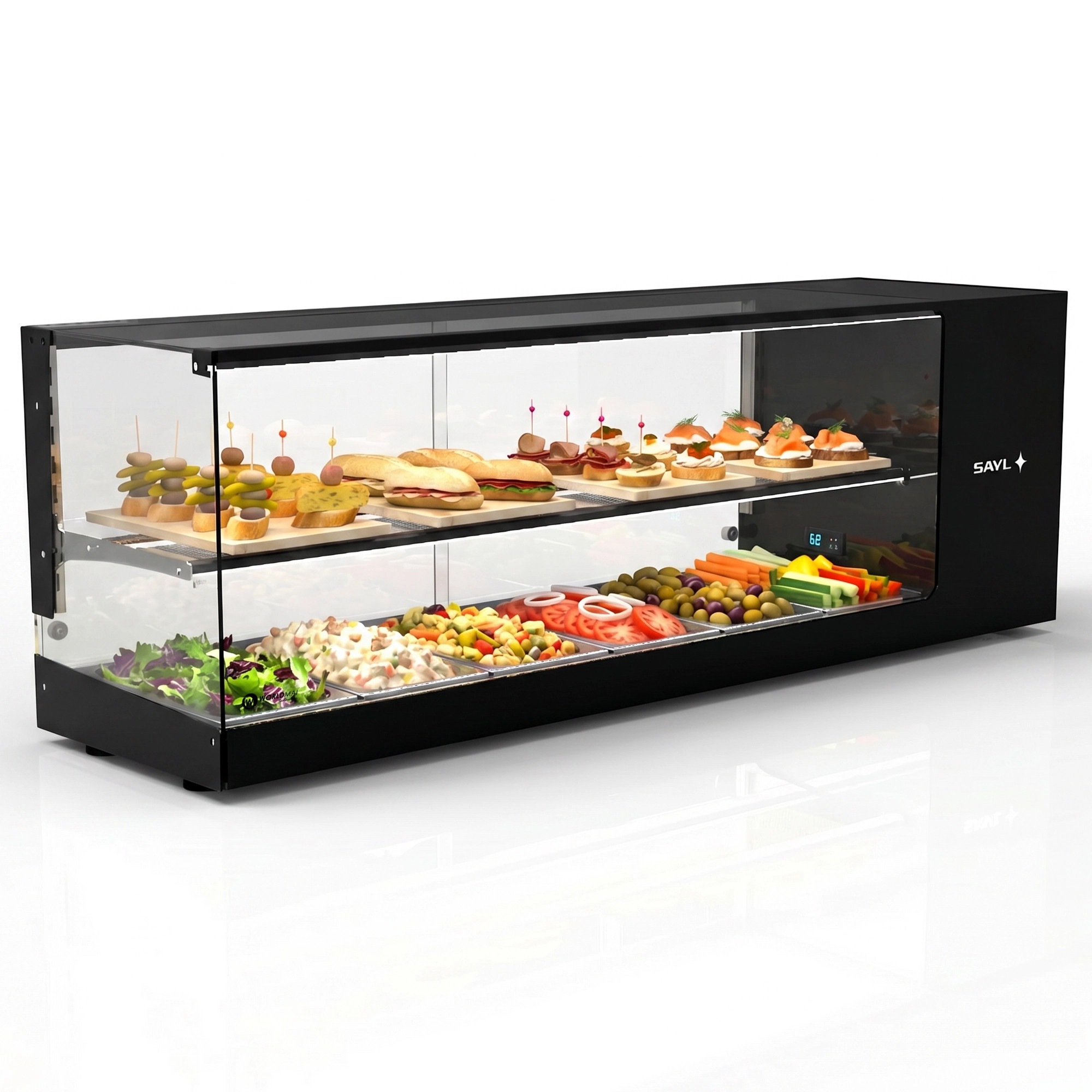 Vitrina expositora refrigerada Logic Tapas 1 piso 4 - 8 cubetas GN 1/3 con LED
