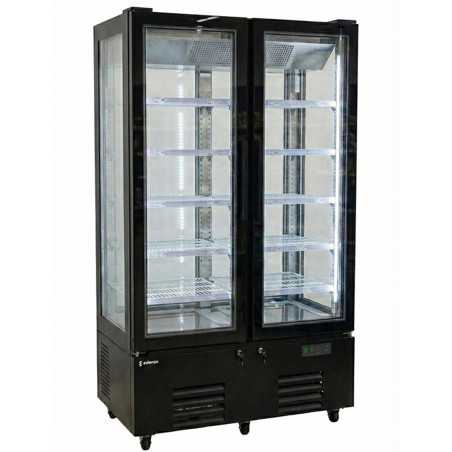 Vitrina expositora refrigerada doble de 132 cm amb gran capacitat i 4 cares de vidre per a una màxima visibilitat.