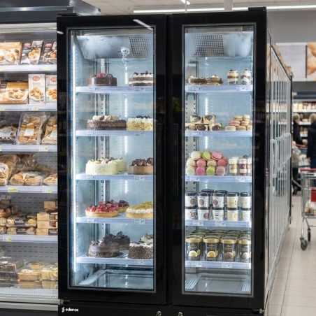 Vitrina expositora refrigerada doble de 132 cm amb 4 cares envidrades