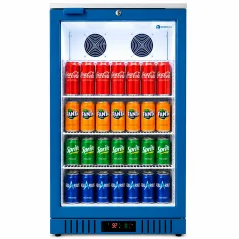 138 litre upright display fridge with double ventilated cooling and Low-E glass door