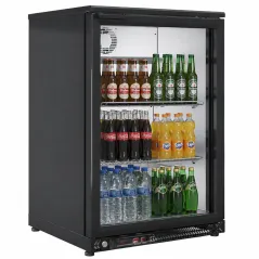 600mm commercial refrigerated display bottle cooler with glass door and drinks inside