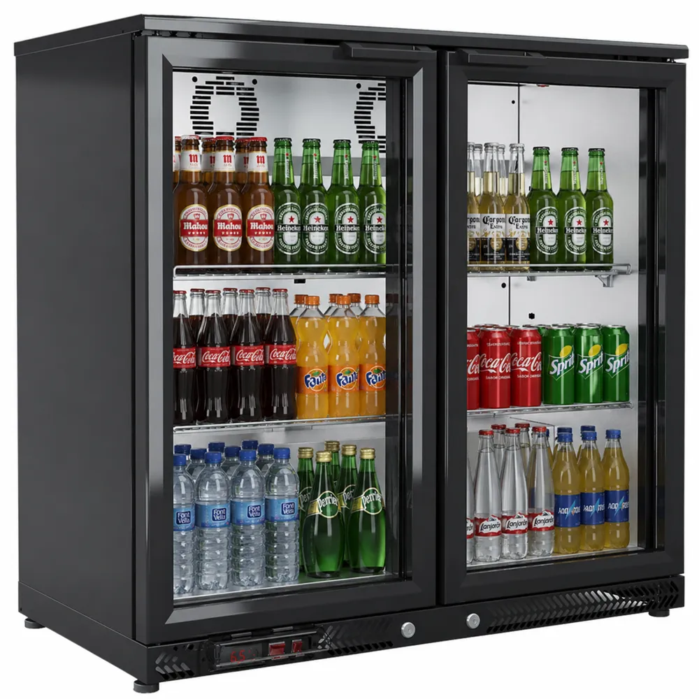 Refrigerated Bottle Display Cooler 900mm with Hinged Glass Doors