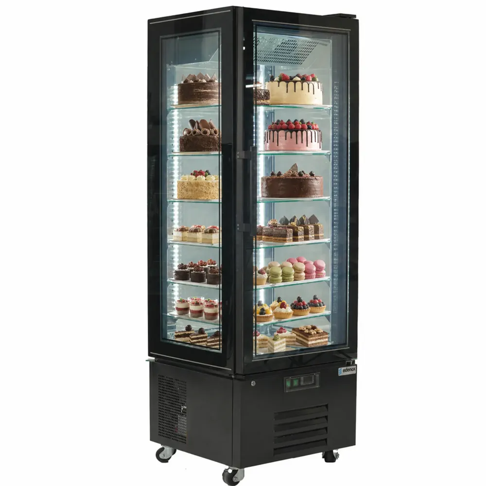 Vitrina expositora refrigerada de 65 cm con 4 caras acristaladas