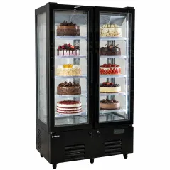 Vitrine réfrigérée double de 132 cm avec 4 faces vitrées