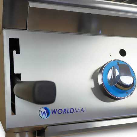 MBH - Barbacoa gas con rejilla ajustable y piedras volcánicas. Calor uniforme para cocina comercial pro.