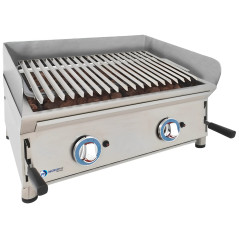 Barbacoa de pedra volcànica a gas industrial 70 cm amb graella regulable nova d’exposició
