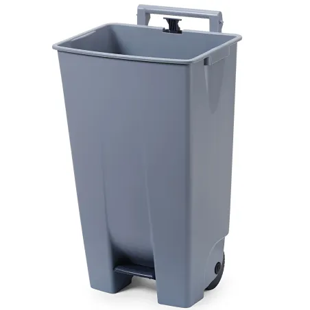 Cubo de basura 120 L con pedal, asa y ruedas de polipropileno