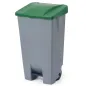 Polypropylene pedal waste bin with handle and wheels, 120 L
