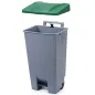 Polypropylene pedal waste bin with handle and wheels, 120 L