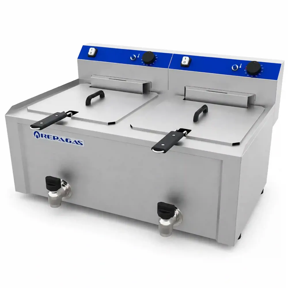 Freidora eléctrica profesional con 2 cubas y 10+10 litros Serie 550 Repagas