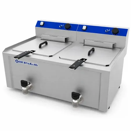 Friteuse électrique professionnelle avec 2 cuves, 10+10 litres, Série 550 Repagas