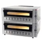 Four à pizza professionnel à gaz double pour 12 pizzas de 30 cm avec support industriel