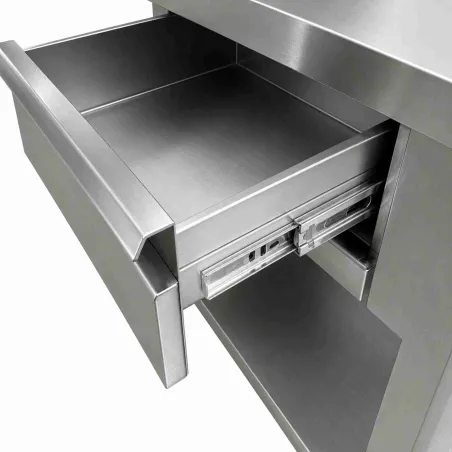 Pull-out drawer of the WORLDMAI commercial coffee cabinet with durable metal runners for professional use