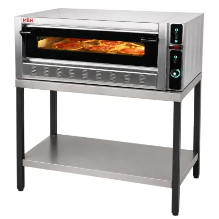 Horno de pizza a gas profesional para 6 pizzas de 30 cm con base industrial