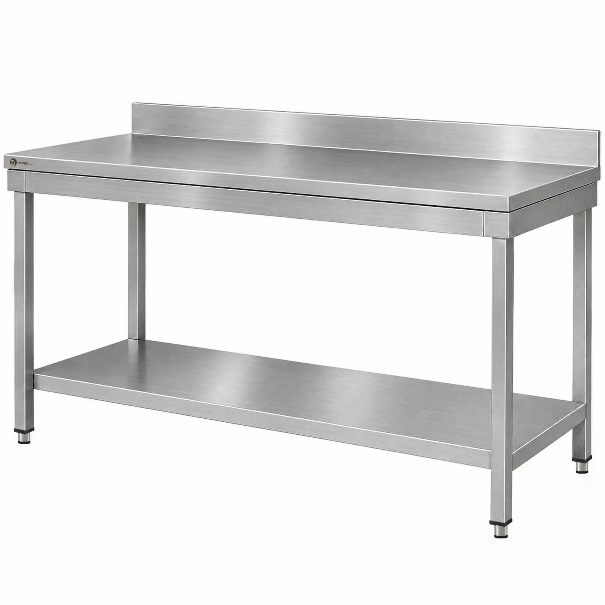 Mesa de trabajo WORLDMAI 1400x600 inox con peto y estante inferior