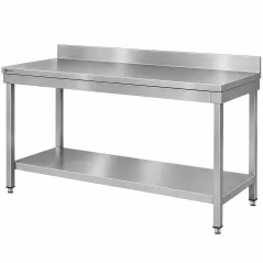 Commercial stainless steel work table with rear upstand 1400x600 mm WORLDMAI for foodservice