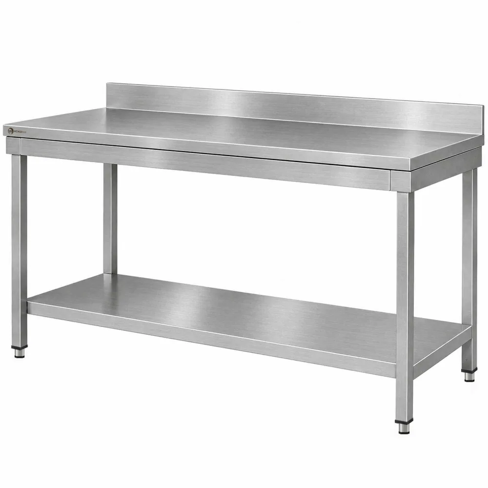 Commercial stainless steel work table with rear upstand 1400x600 mm WORLDMAI for foodservice