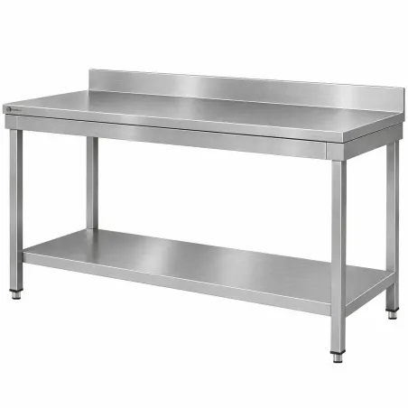 Mesa de trabajo WORLDMAI 1400x600 inox con peto y estante inferior
