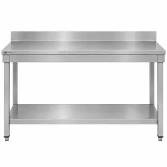 Commercial stainless steel work table with rear upstand 1400x600 mm WORLDMAI for foodservice