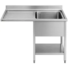 Fregadero industrial 1200x600 mm con espacio para lavavajillas con escurridor izquierda WORLDMAI para hostelería