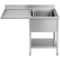 Fregadero industrial 1200x600 mm con espacio para lavavajillas con escurridor izquierda WORLDMAI para hostelería