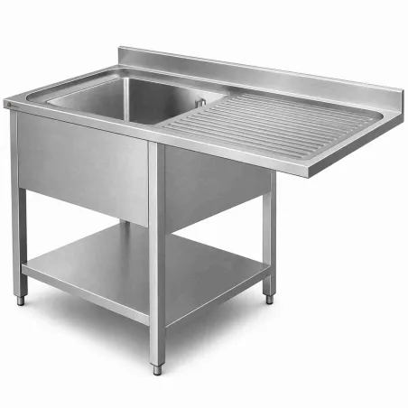Fregadero WORLDMAI 1200x600 inox con cubeta izquierda y escurridor derecho