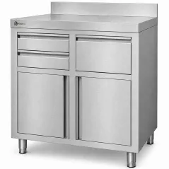 WORLDMAI 1000x600 mm stainless steel commercial coffee cabinet with rear backsplash for food service