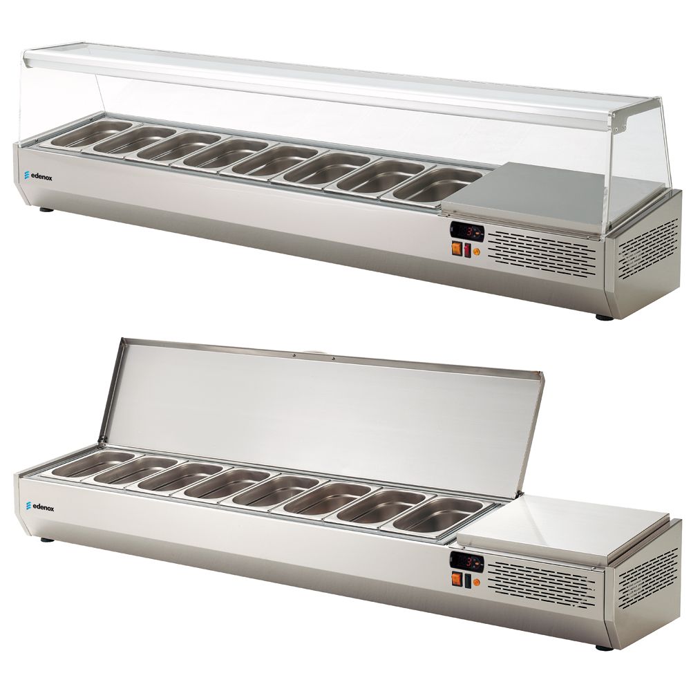 Expositores refrigerados profesionales para ingredientes de pizza y ensaladas Expositores refrigerados profesionales para ingredientes de pizza y ensaladas