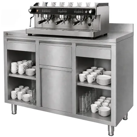 Commercial stainless steel coffee station cabinet 1500x600 mm WORLDMAI for hospitality
