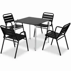 Taula de terrassa 80x80 per a 4 persones hostaleria apilable acer galvanitzat