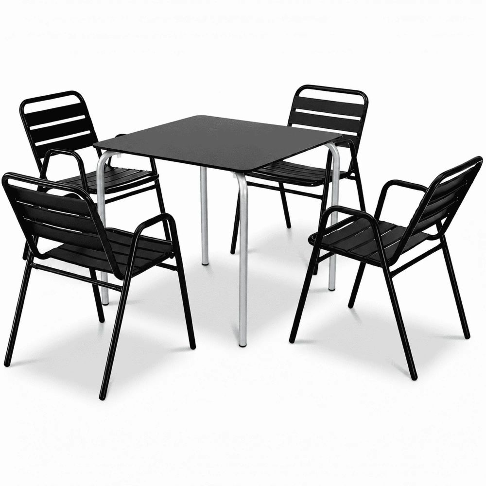 Titre principal Table de terrasse 80x80 pour 4 personnes professionnelle empilable acier galvanisé Titre principal Table de terrasse 80x80 pour 4 personnes professionnelle empilable acier galvanisé