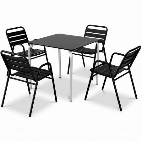 Taula de terrassa 80x80 per a 4 persones hostaleria apilable acer galvanitzat