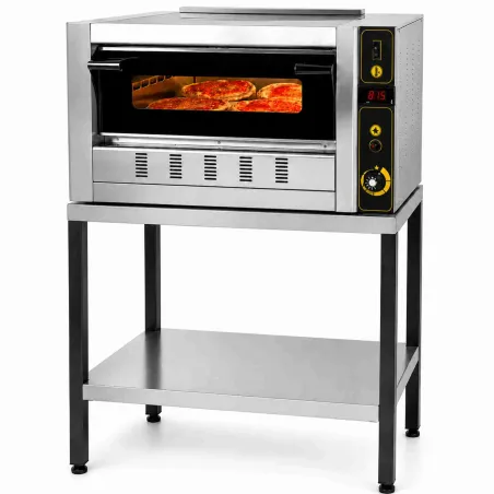 Four à pizza professionnel à gaz pour 4 pizzas de 30 cm avec support industriel