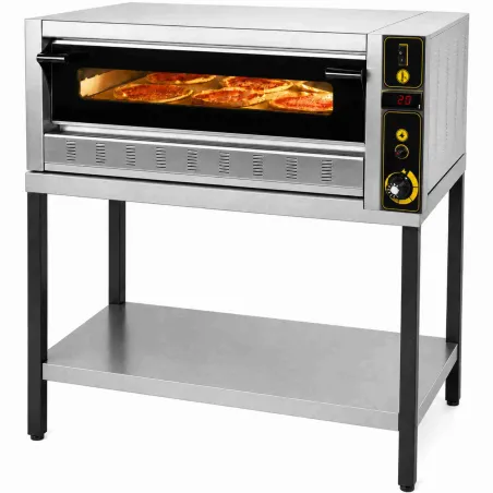 Four à pizza professionnel à gaz pour 6 pizzas de 30 cm avec support industriel