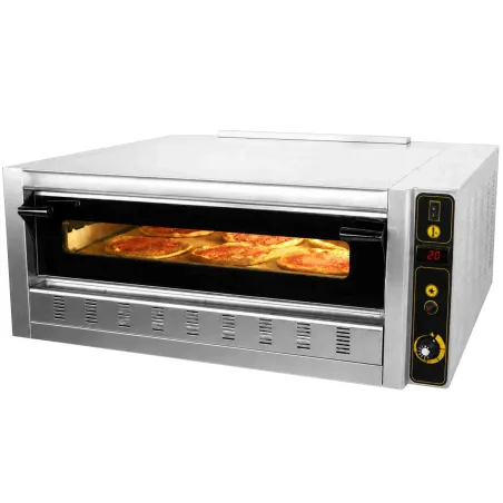 Horno de pizza a gas profesional para 6 pizzas de 30 cm con base industrial