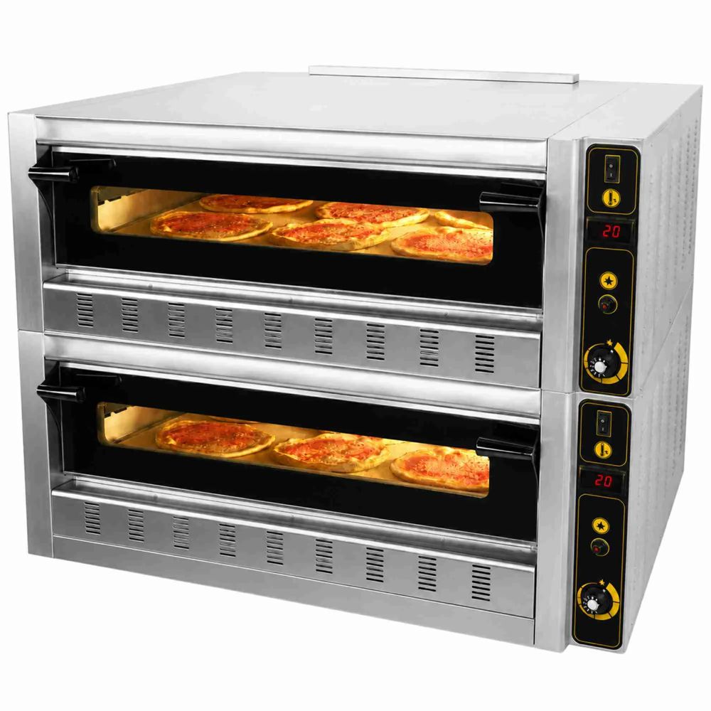Horno de pizza a gas profesional doble para 12 pizzas de 30 cm Horno de pizza a gas profesional doble para 12 pizzas de 30 cm
