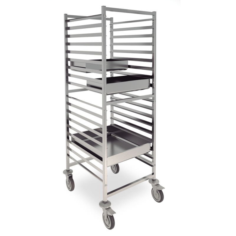 Chariot inox GN 2/1 renforcé
