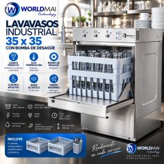 Lavavasos industrial WORLDMAI 35x35 con bomba de desagüe