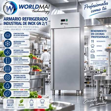 Réfrigérateur Vertical Professionnelle INOX GN 2/1