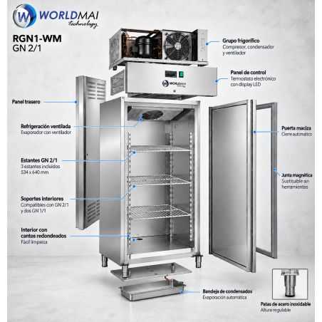 Nevera vertical Industrial INOX GN 2/1