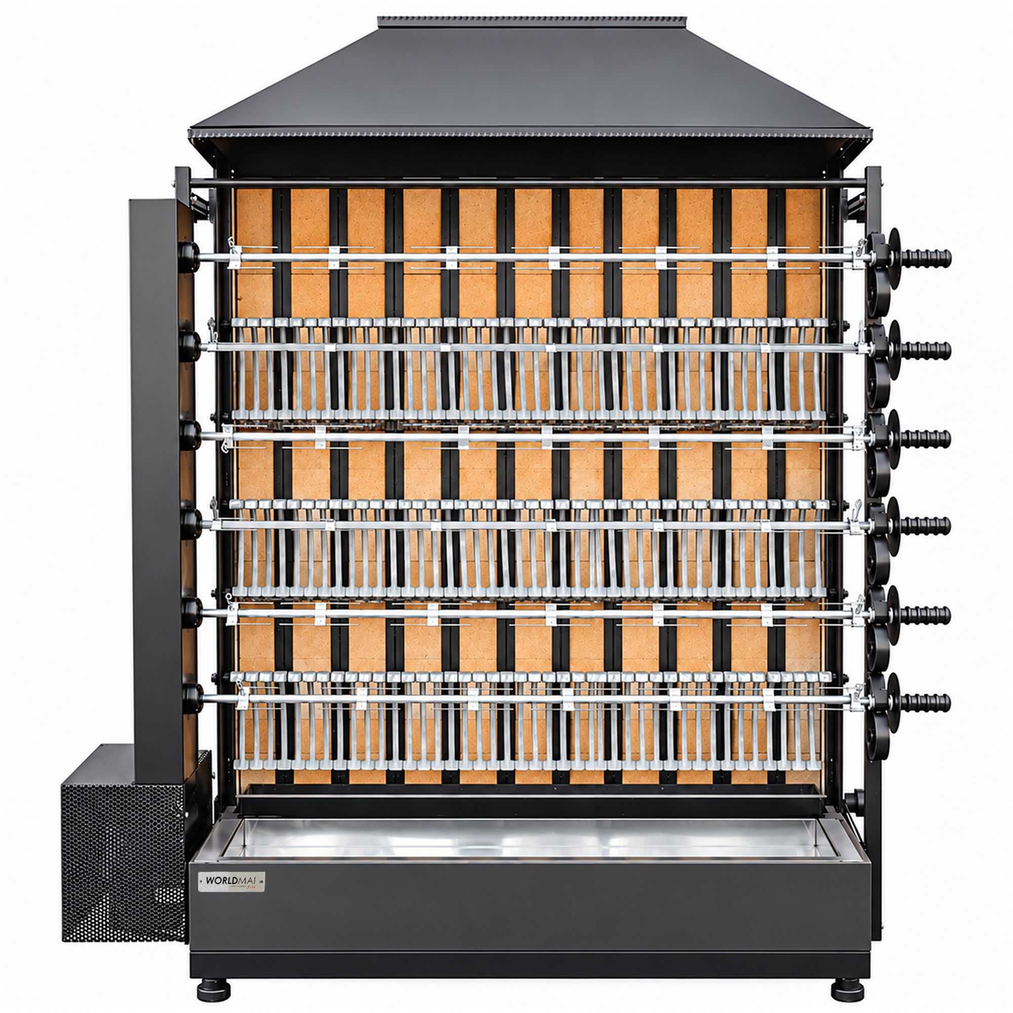 Rostidor de pollastres professional de llenya, 6 espases, capacitat per a 36 pollastres, Worldmai, per a hostaleria