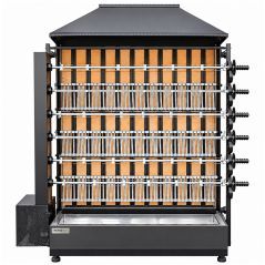 Professional wood-fired chicken rotisserie, 6 spits, capacity 36 chickens, Worldmai, for catering