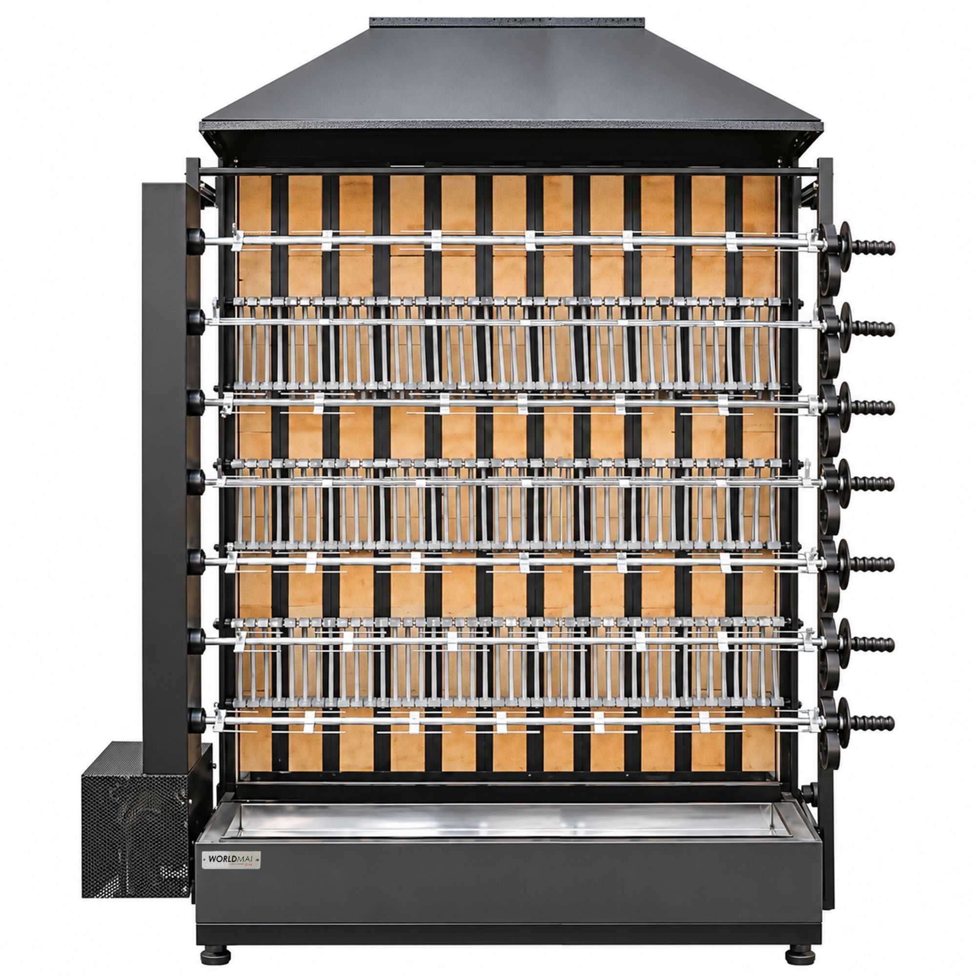 Rostidor de pollastres professional de llenya, 7 espases, capacitat per a 42 pollastres, Worldmai, per a hostaleria
