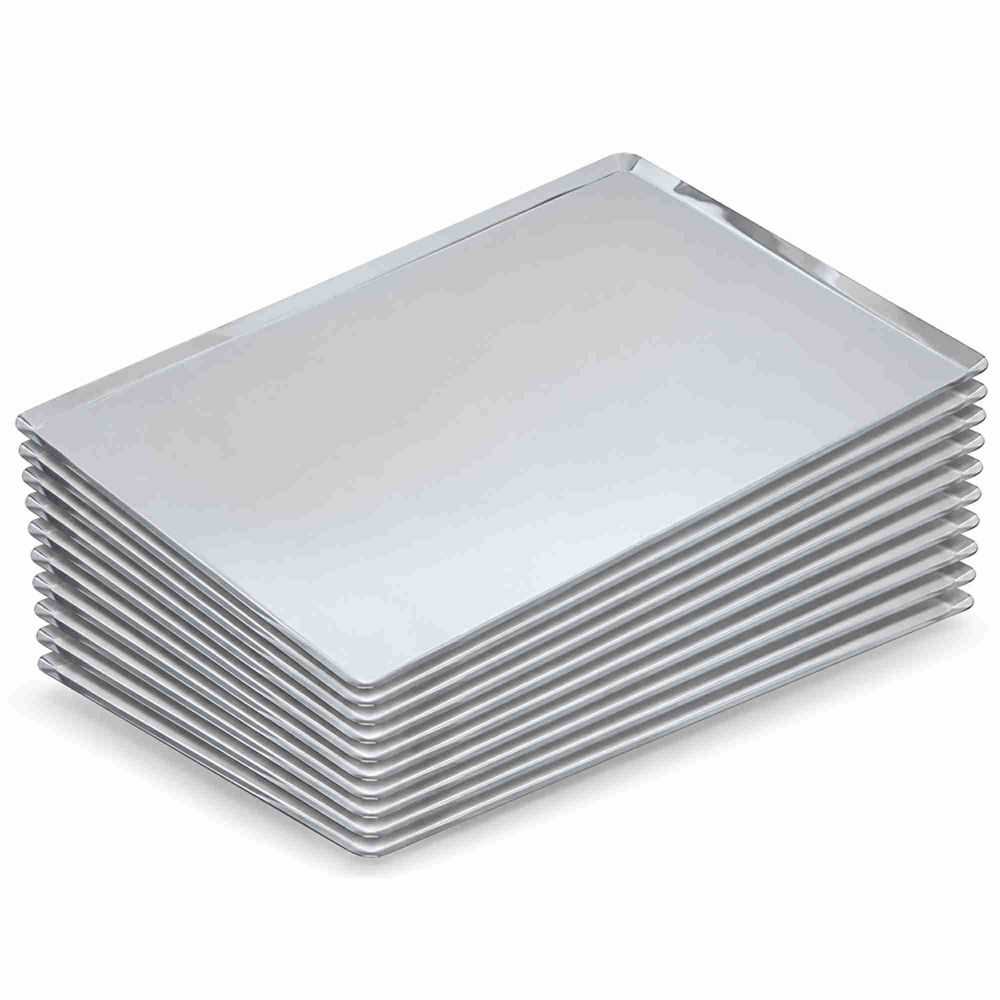 Lot de 10 plaques aluminium lisses 60x40 cm pour boulangerie