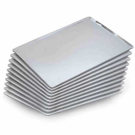 Pack de 10 Bandejas lisas de aluminio embutidas 60x40 cm para panadería
