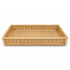 Pack of 3 Rectangular Wicker Baskets 41x86 cm for Bakery Display