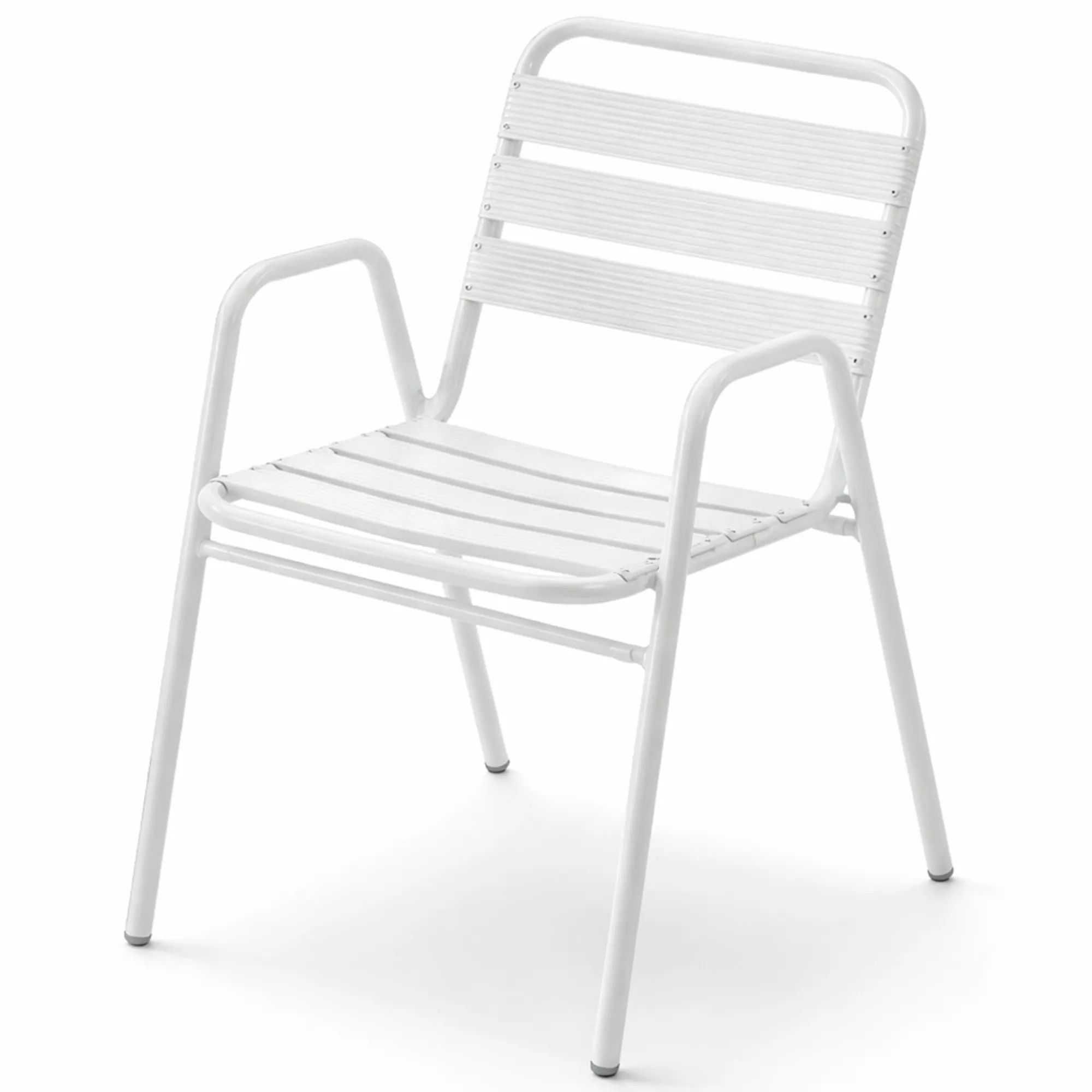 Pack de 2 sillas de aluminio blancas apilables para terraza y hostelería