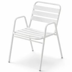 Pack of 2 White Stackable Aluminium Chairs for Outdoor Café and Restaurant Terraces