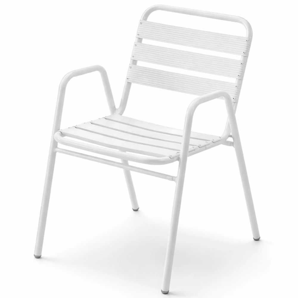 Lot de 2 chaises blanches en aluminium empilables pour terrasse de café et restaurant Lot de 2 chaises blanches en aluminium empilables pour terrasse de café et restaurant