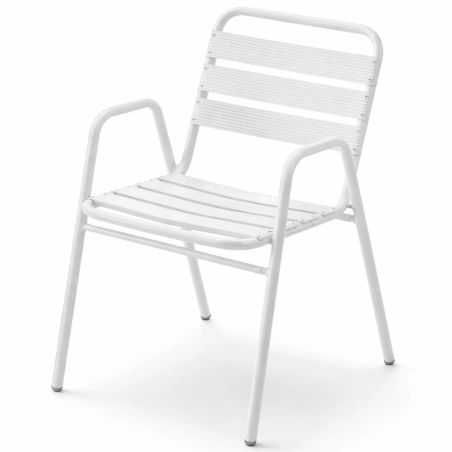 Pack de 2 sillas de aluminio blancas apilables para terraza y hostelería